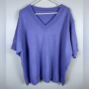 Boutique Sweater‎ V-Neck Purple Size 5X Womens Soft Short Sleeve Casual Office